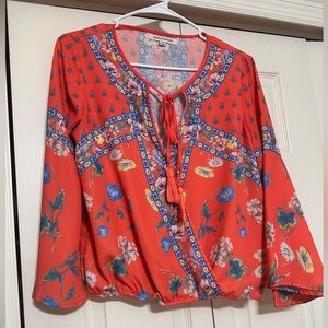 Women’s Orange Floral Blouse!